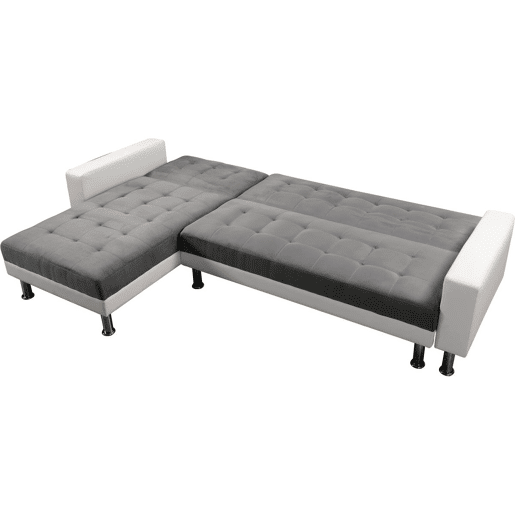 Sofá de canto conversível e reversível Theo - 258 x 82147 x 82 cm - 4 lugares - Branco  Cinza