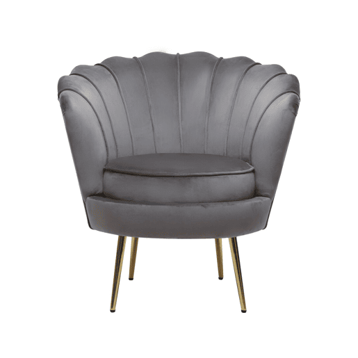 Poltrona de veludo Floria - 75 x 68 x 77,5 cm - Cinza