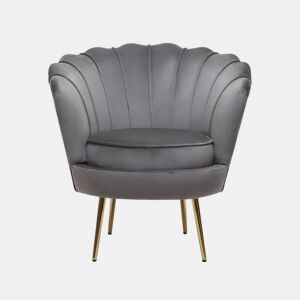 Poltrona de veludo Floria - 75 x 68 x 77,5 cm - Cinza