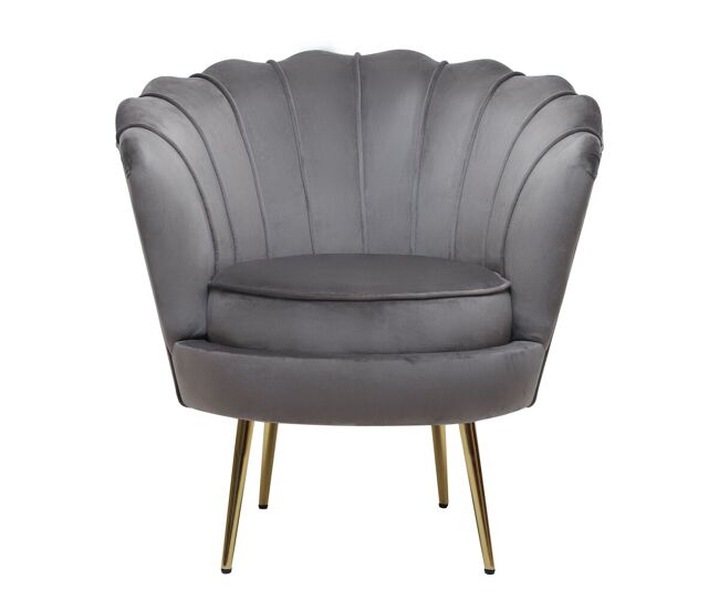 Sillón de terciopelo "floria" - 75 x 68 x 77,5 cm - gris