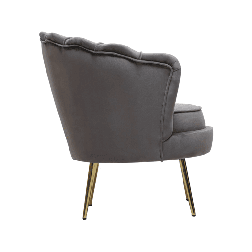 Poltrona de veludo Floria - 75 x 68 x 77,5 cm - Cinza