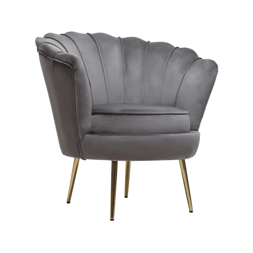 Poltrona de veludo Floria - 75 x 68 x 77,5 cm - Cinza