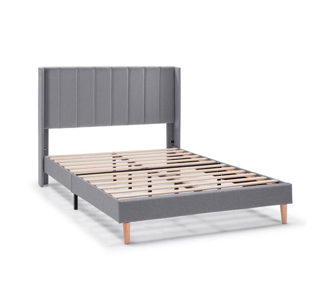 Estructura de cama tapizada noelia de 30 cm, 150x190 cm, gris oscuro