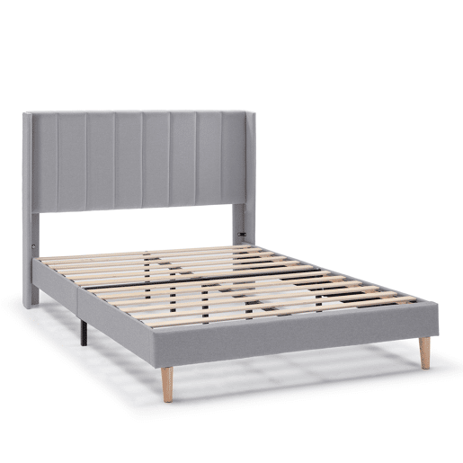 Cama estofada Noelia 30 cm, 140x190 cm, cinza claro Cama estofada Noelia 30 cm, 140x190 cm, cinza claro