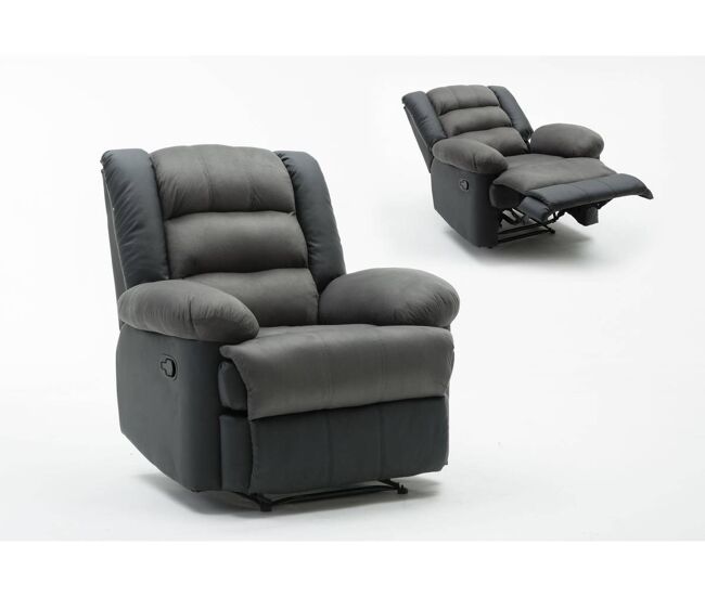 Sillón relax "buckingham" - negro/gris oscuro
