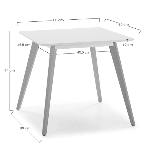Conjunto de mesa 80x80 cm e 4 cadeiras de jantar Kana Preto