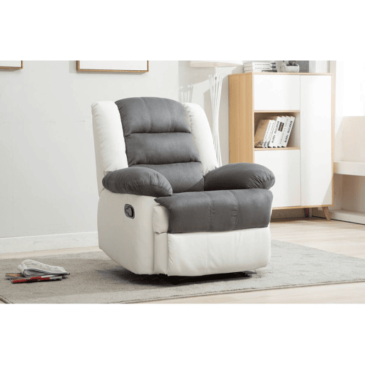 Poltrona de relaxamento Buckingham - 85 x 93 x 100 cm - Branco  Cinza claro