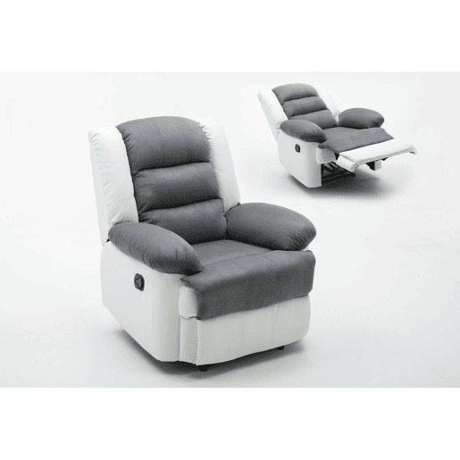 Poltrona de relaxamento Buckingham - 85 x 93 x 100 cm - Branco  Cinza claro