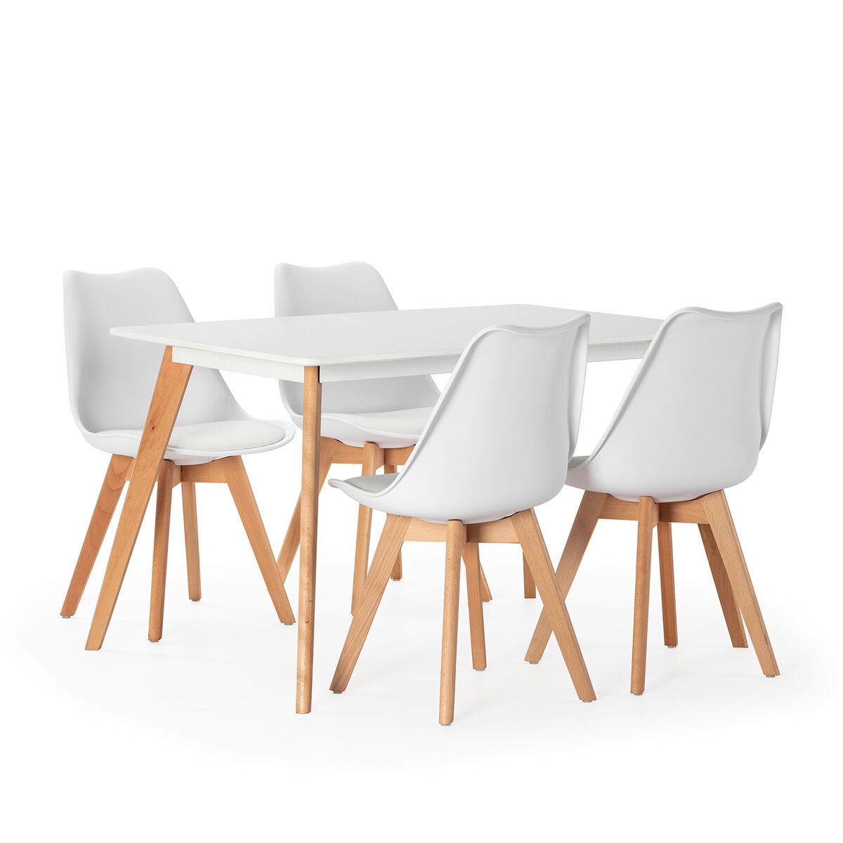 Juego de mesa y 4 sillas de comedor Klara 120x80