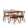 Conjunto de mesa 140x80 cm e 4 cadeiras de jantar Brisa Nogueira