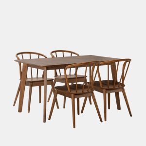Conjunto de mesa 140x80 cm e 4 cadeiras de jantar Brisa Nogueira
