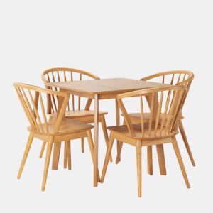 Conjunto de mesa 80x80 cm e 4 cadeiras de jantar Mura Carvalho