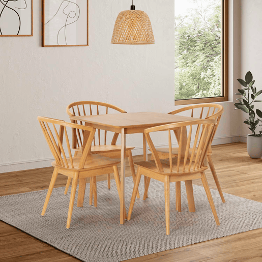 Conjunto de mesa 80x80 cm e 4 cadeiras de jantar Mura Carvalho