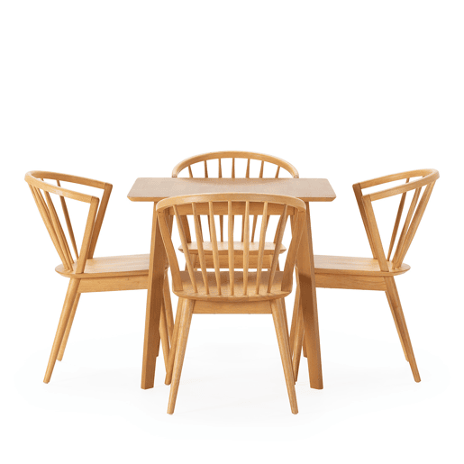 Conjunto de mesa 80x80 cm e 4 cadeiras de jantar Mura Carvalho