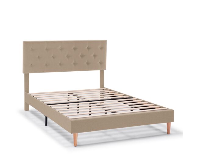 Estructura de cama tapizada rosi de 30 cm, 90x190 cm, beige
