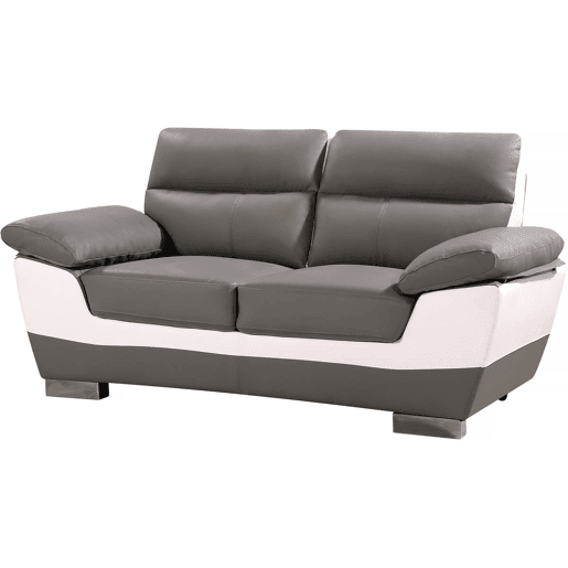 Sofá fixo em couro colado e PVC Dallas - 169 x 88 x 90 cm - 2 lugares - CinzaBranco