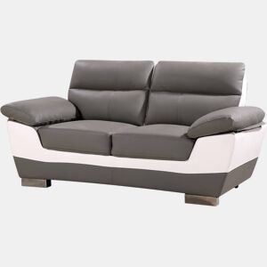 Sofá fixo em couro colado e PVC Dallas - 169 x 88 x 90 cm - 2 lugares - CinzaBranco
