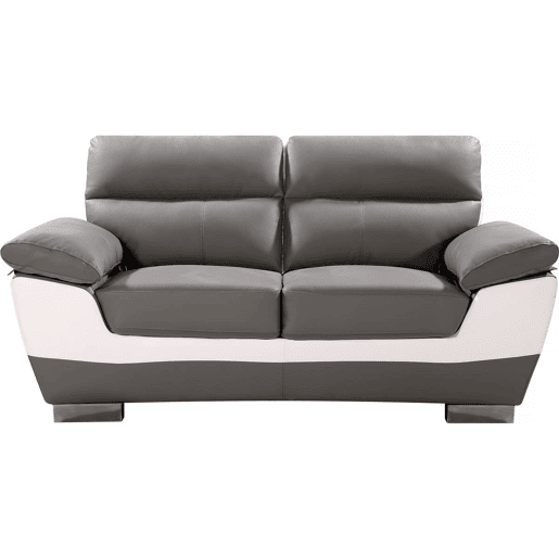 Sofá fixo em couro colado e PVC Dallas - 169 x 88 x 90 cm - 2 lugares - CinzaBranco