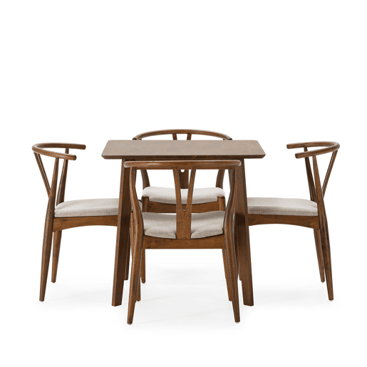 Conjunto de mesa 80x80 cm e 4 cadeiras de jantar Rustic Nogueira