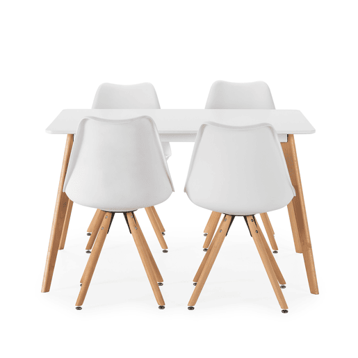 Conjunto de mesa 120x80 cm e 4 cadeiras de jantar Jeff brancas