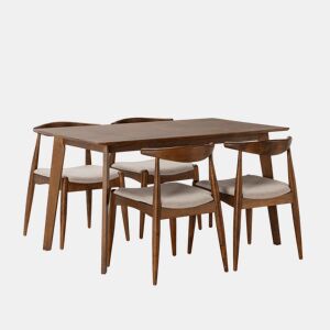 Conjunto de mesa 140x80 cm e 4 cadeiras de jantar Corzo Nogueira