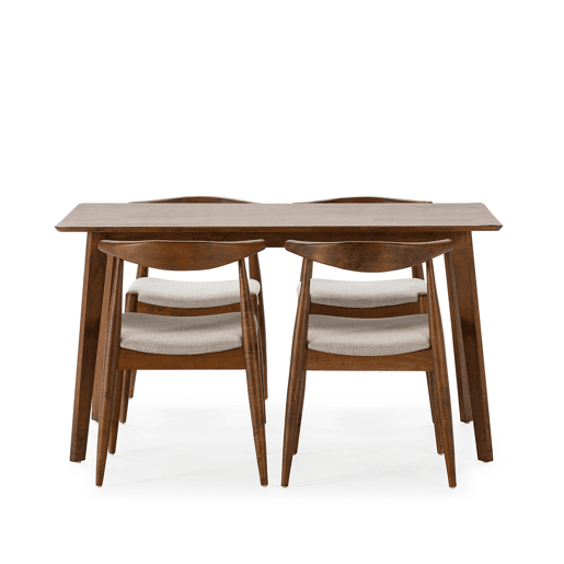 Conjunto de mesa 140x80 cm e 4 cadeiras de jantar Corzo Nogueira