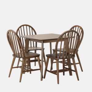 Conjunto de mesa 80x80 cm e 4 cadeiras de jantar Clarck Nogueira