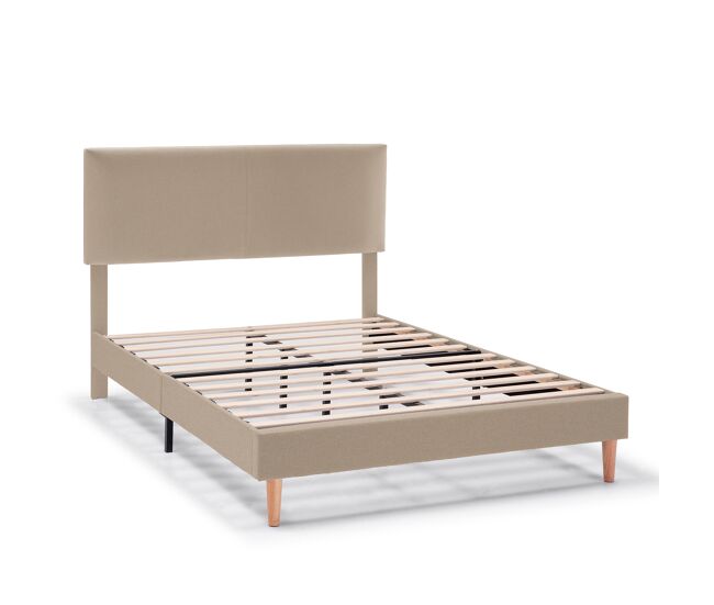 Estructura de cama tapizada lauren de 30 cm, 90x190 cm, beige