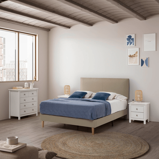 Cama estofada Lauren 30cm, 90x190cm, bege Cama estofada Lauren 30cm, 90x190cm, bege