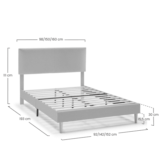 Cama estofada Lauren 30cm, 90x190cm, bege Cama estofada Lauren 30cm, 90x190cm, bege