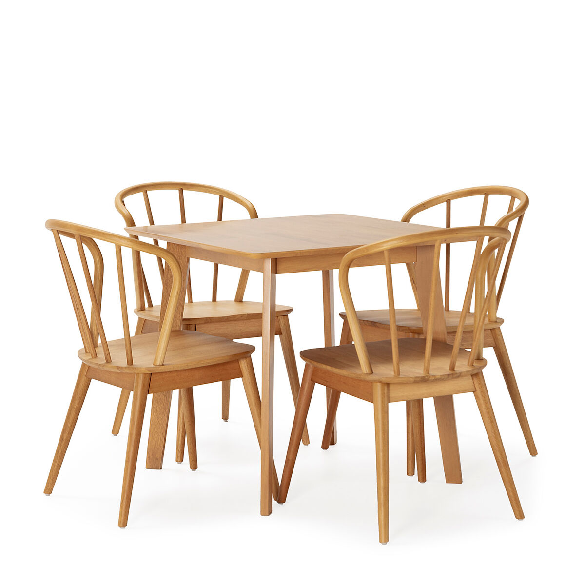 Juego de mesa 80x80 cm y 4 sillas de comedor brisa color roble
