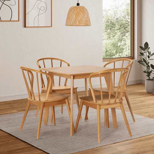 Conjunto de mesa 80x80 cm e 4 cadeiras de jantar Brisa Carvalho Conjunto de mesa 80x80 cm e 4 cadeiras de jantar Brisa Carvalho