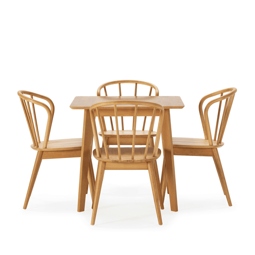 Conjunto de mesa 80x80 cm e 4 cadeiras de jantar Brisa Carvalho Conjunto de mesa 80x80 cm e 4 cadeiras de jantar Brisa Carvalho