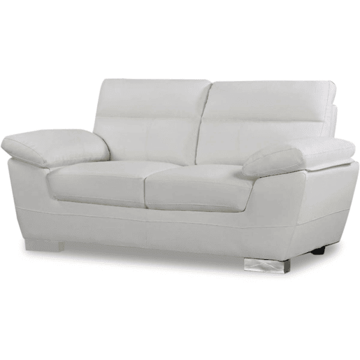 Sofá fixo em couro colado e PVC Dallas - 169 x 88 x 90 cm - 2 lugares - Branco