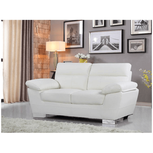 Sofá fixo em couro colado e PVC Dallas - 169 x 88 x 90 cm - 2 lugares - Branco