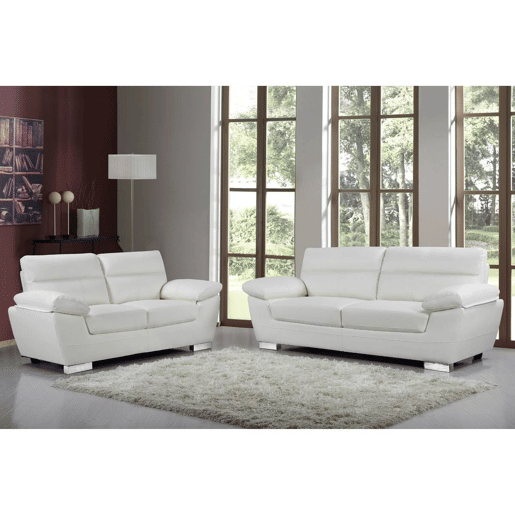 Sofá fixo em couro colado e PVC Dallas - 169 x 88 x 90 cm - 2 lugares - Branco