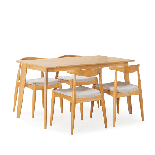 Conjunto de mesa 140x80 cm e 4 cadeiras de jantar Corzo Carvalho