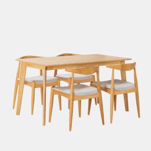 Conjunto de mesa 140x80 cm e 4 cadeiras de jantar Corzo Carvalho