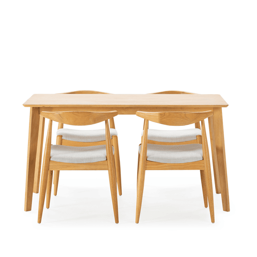 Conjunto de mesa 140x80 cm e 4 cadeiras de jantar Corzo Carvalho