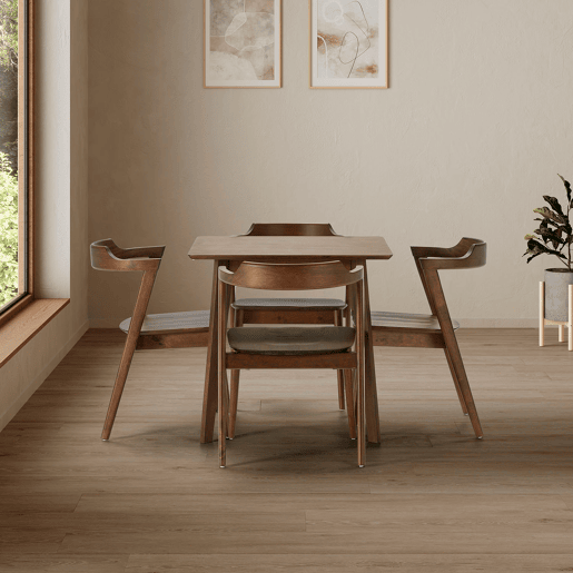 Conjunto de mesa 80x80 cm e 4 cadeiras de jantar Venus Nogueira