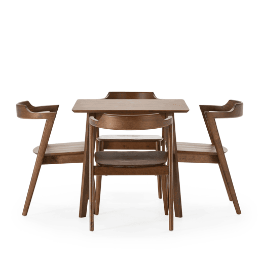 Conjunto de mesa 80x80 cm e 4 cadeiras de jantar Venus Nogueira