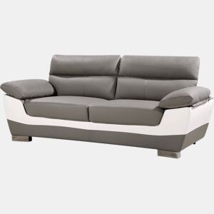 Sofá fixo em couro colado e PVC Dallas - 210 x 88 x 90 cm - 3 lugares - CinzaBranco
