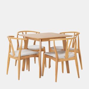 Conjunto de mesa 80x80 cm e 4 cadeiras de jantar Rustic Carvalho