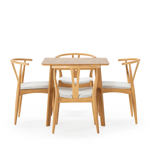 Conjunto de mesa 80x80 cm e 4 cadeiras de jantar Rustic Carvalho