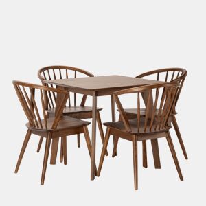 Conjunto de mesa 80x80 cm e 4 cadeiras de jantar Mura Nogueira