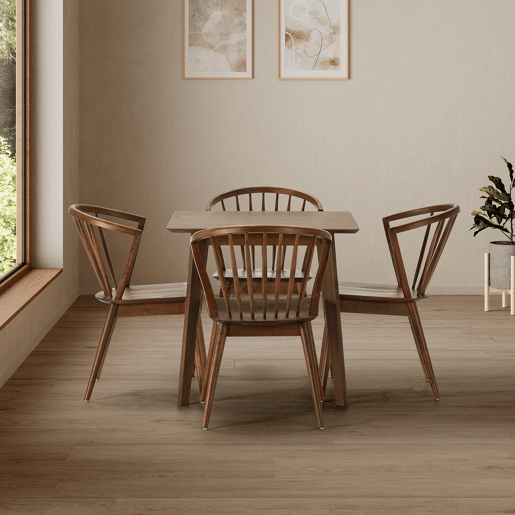 Conjunto de mesa 80x80 cm e 4 cadeiras de jantar Mura Nogueira
