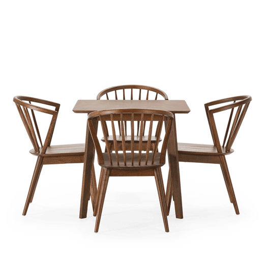 Conjunto de mesa 80x80 cm e 4 cadeiras de jantar Mura Nogueira
