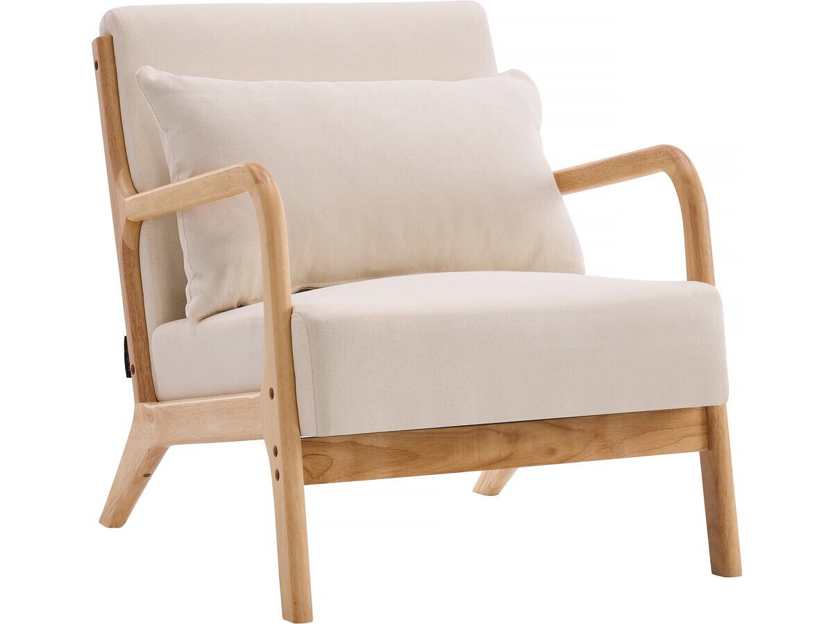 Sillón "clinton" de madera de estilo escandinavo - beige