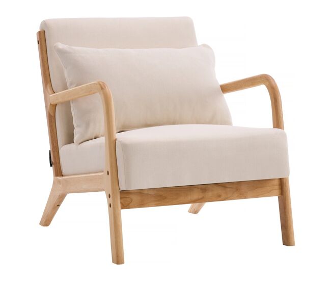 Sillón "clinton" de madera de estilo escandinavo - beige