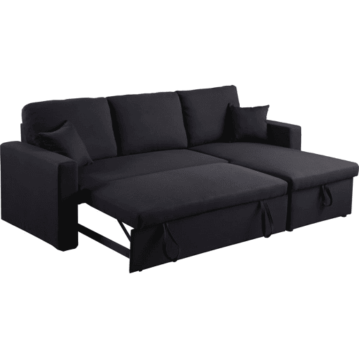 Sofá de canto conversívelreversível Alain - 221 x 145 x 85 cm - 3 lugares - Preto